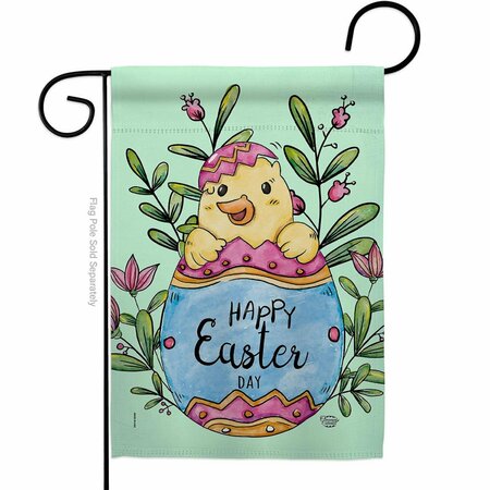 CUADRILATERO Happy Chick Springtime Easter Double-Sided Decorative Garden Flag, Multi Color CU3914744